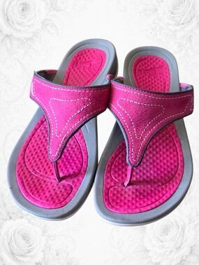 Dansko Reece Pink Gray Leather Thong Comfort Sandals EU 39 US 8.5 9 Feet Support